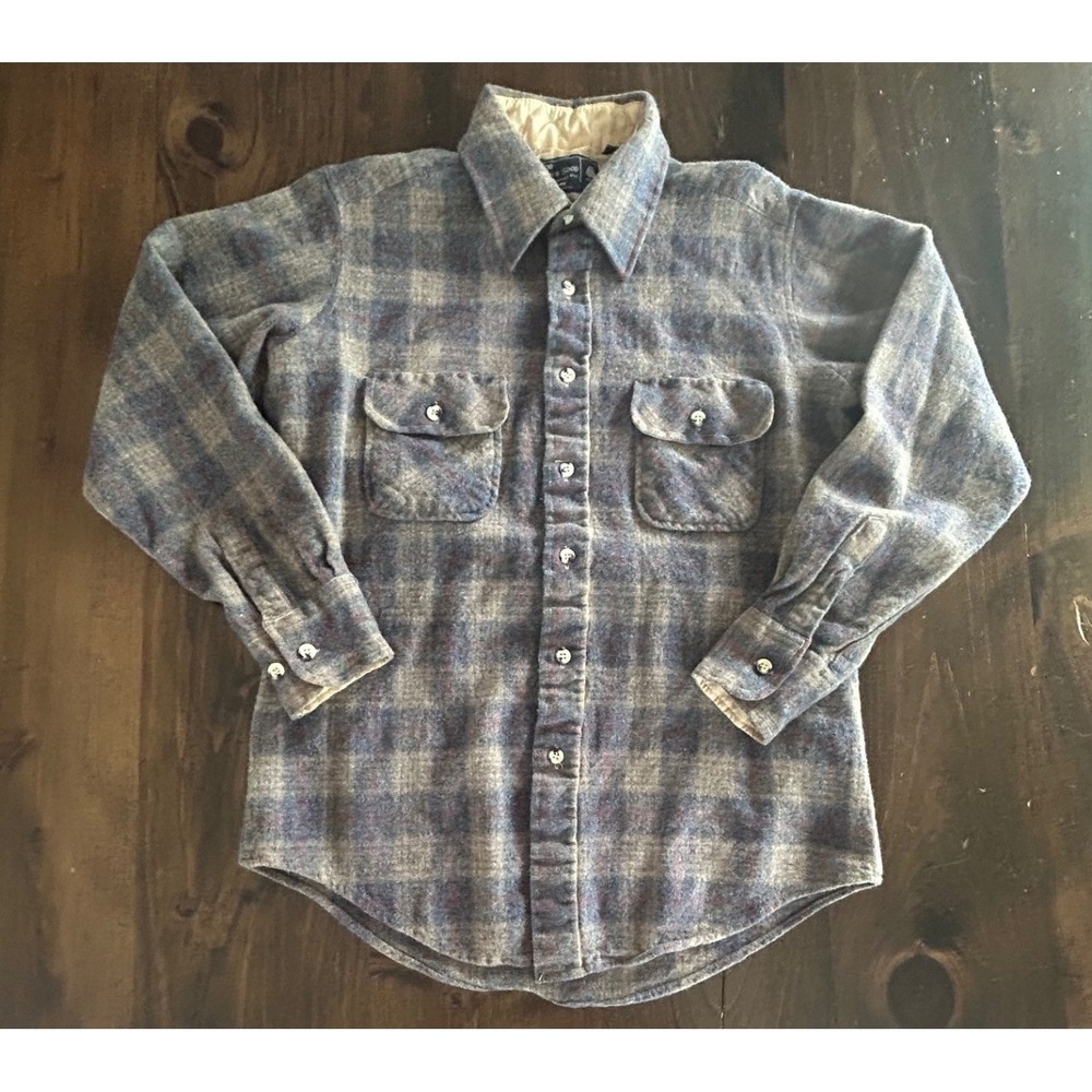 Vintage JCPenney Wool Flannel Button Up Shirt Plaid Pockets Americana Workwear